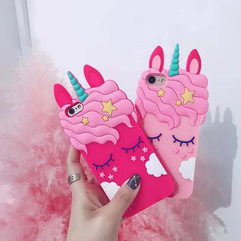Super cute eyelash unicorn For iPhone x 6s plus 7plus 8plus case TPU soft shell 6 7 8 6plus Phone Silicone Case SQ129 | Мобильные