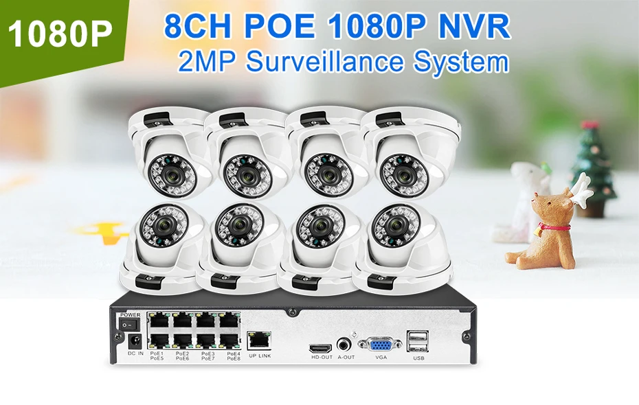 Techege Full HD 1080P 8CH POE NVR комплект H.265 камера система 8 шт. ip-камера s комплект видеонаблюдения Onvif Обнаружение движения