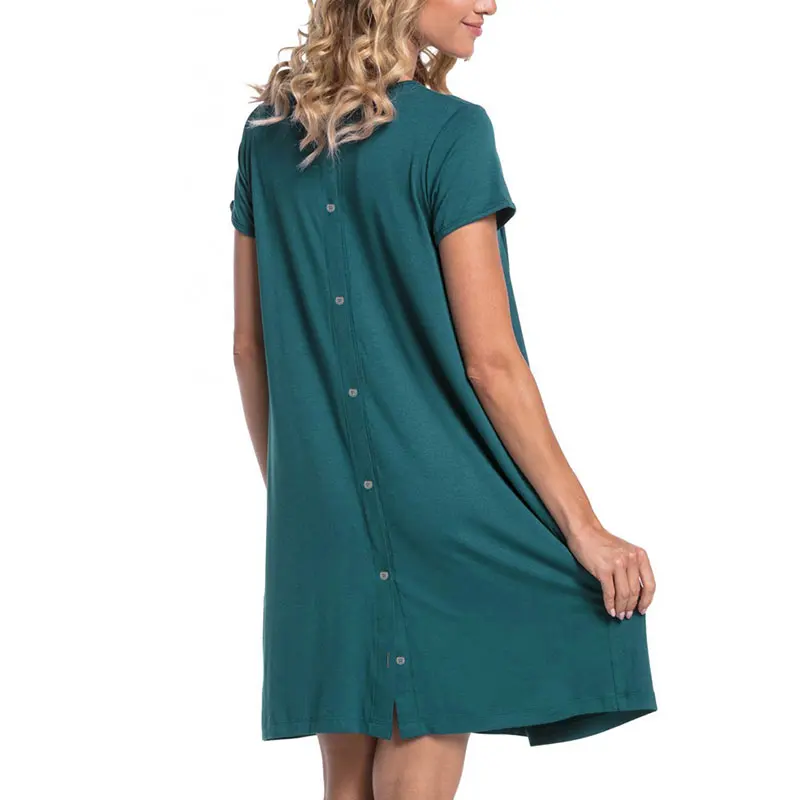 AZ2003 green Nerlero платье для беременных женщин, больничное платье с короткими рукавами, с обеих сторон, скрытая открытая одежда для кормления грудью - Цвет: AZ2003 green