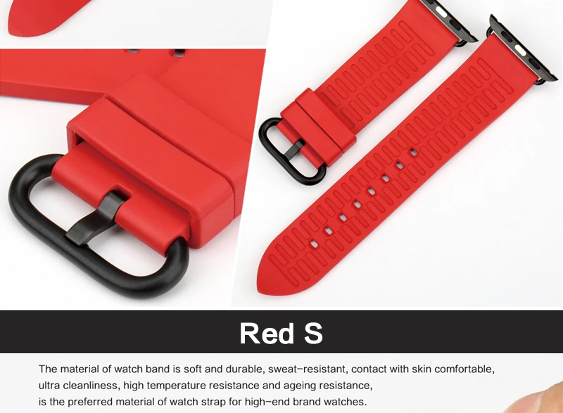 MAIKES модный красный резиновый ремешок для часов для Apple Watch Band 44 мм 40 мм iWatch все модели для Apple Watch 42 мм 38 мм серия 4 3 2 1