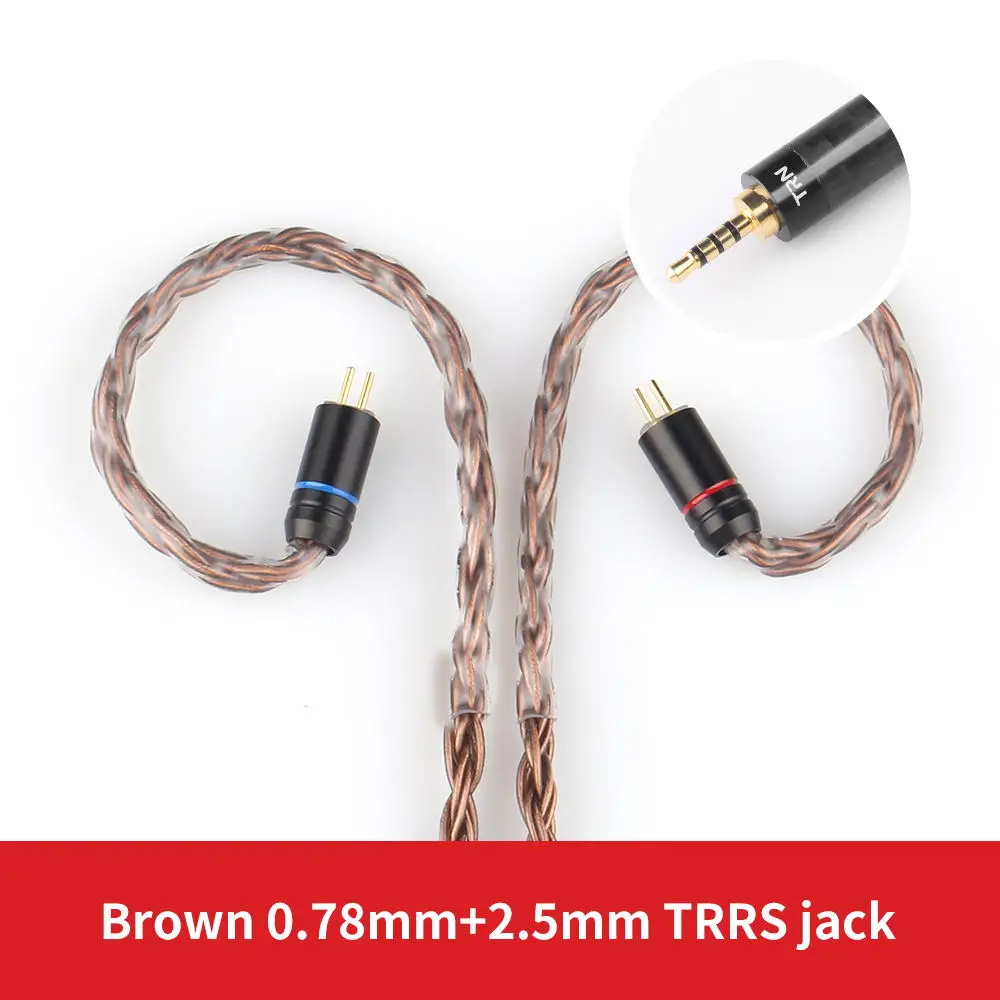 Brown 2.5MM 0.78PIN AK лампа указателя T2 16 Core с серебряным покрытием обновления HIFI кабель 3,5/2,5/4,4 мм разъем MMCX/2Pin разъем для лампа указателя V80/V30/IM1/IM2/X6 олова T2 - Цвет: Brown 2.5MM 0.78PIN