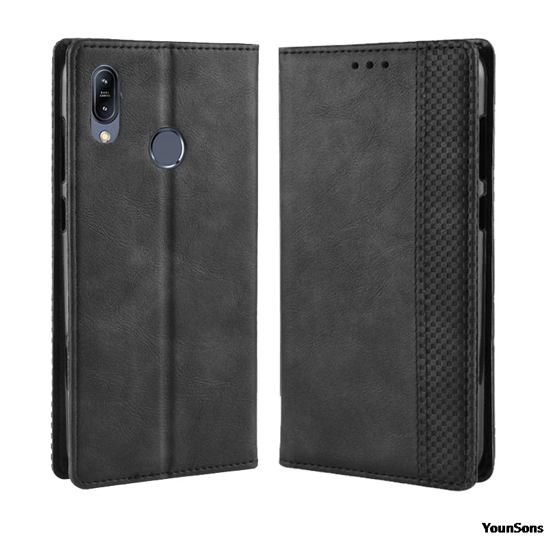 Роскошный тонкий кожаный чехол на магните в стиле ретро для Asus Zenfone Max M2 ZB633KL