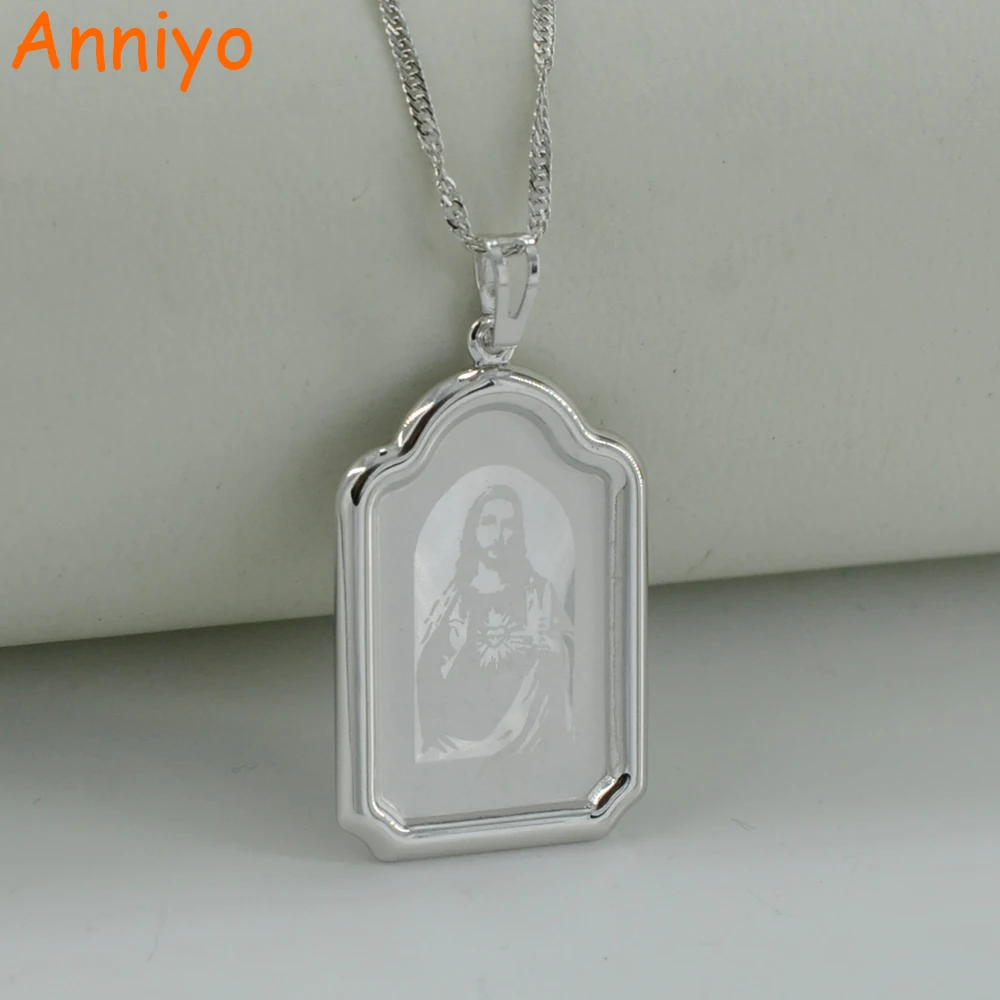 Ожерелье с кулоном Anniyo Иисусом серебряный цвет ювелирные изделия