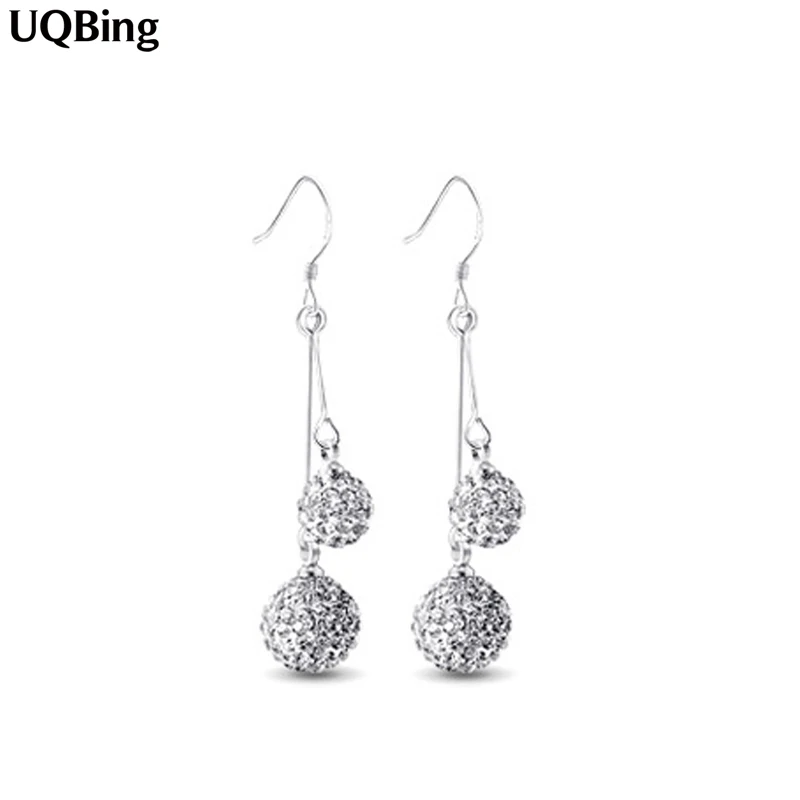 

Plata 925 Sterling Silver Jewelry Earrings Drop Crystal Ball Earrings Pendientes Brincos brincos de prata Fashion Jewelry