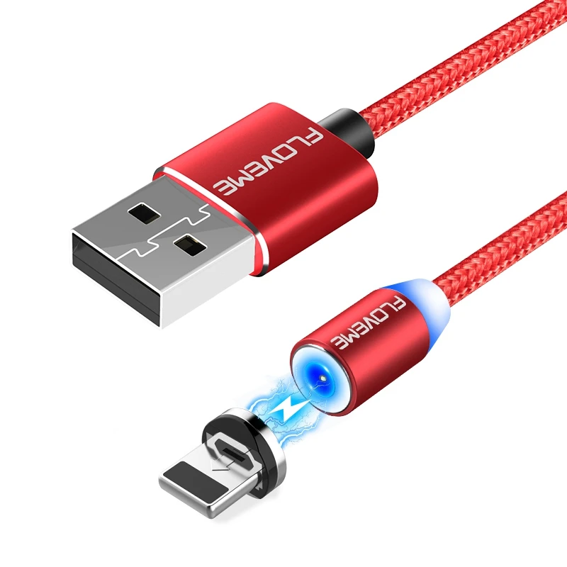 Небесно-голубой FLOVEME Магнитный кабель для зарядки Micro usb type-C магнитные кабели освещение для iPhone samsung Xiaomi зарядное устройство Мобильные кабели USB шнур - Цвет: Небесно-голубой