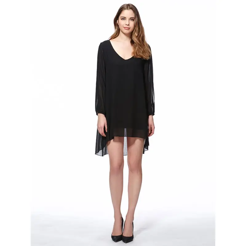 Летнее сексуальное мини платье для женщин с длинным рукавом и сеткой