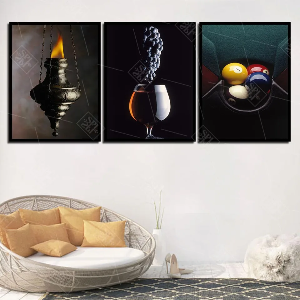 

Wall Art Print Nordic Poster Grape Wine And Billiards Pictures For Office Modern Canvas Fashion Painting Living Room Home Decor