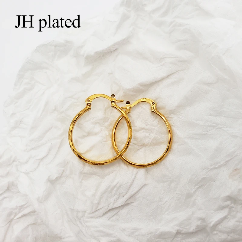 JHplated Arab Fashion 24K Hoop Earrings for Women's/Girls Gold Color Jewelry Middle East Africa Ethiopian best Gifts Party