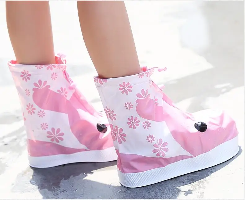 pink rabbit Детская Водонепроницаемая нескользящая пвх многоразовая дождевая обувь с рисунком кролика и оленя для детей защитная обувь - Цвет: pink rabbit