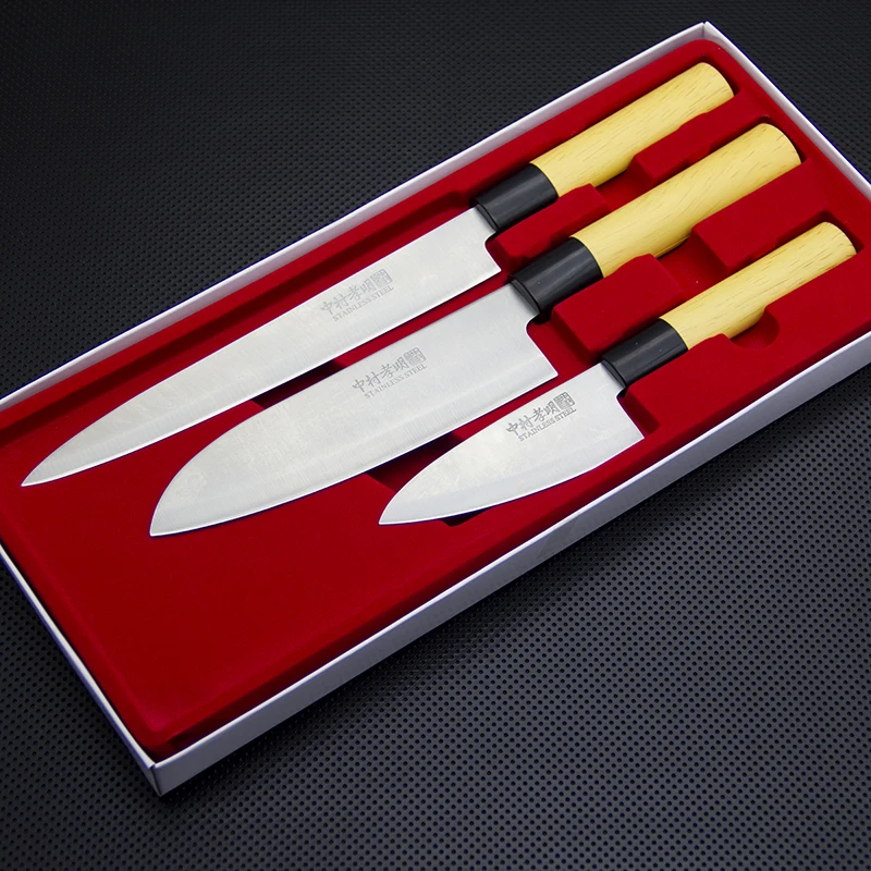 Комплект из 3 предметов Santoku шеф повар Ножи комплект 420SS лезвие Нержавеющая сталь