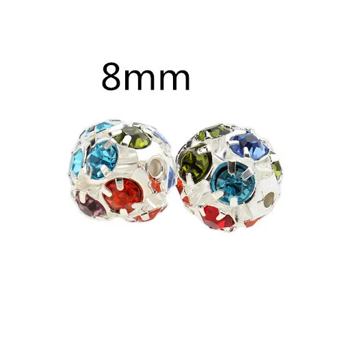 8mm 30 шт./лот 6 мм/8 мм/10 мм золото/серебро круглый проложить дискотечный шар Бусины и бисер Украшенные стразами Spacer бусины и бисер для DIY ювелирных изделий F2419 - Цвет: 8mm
