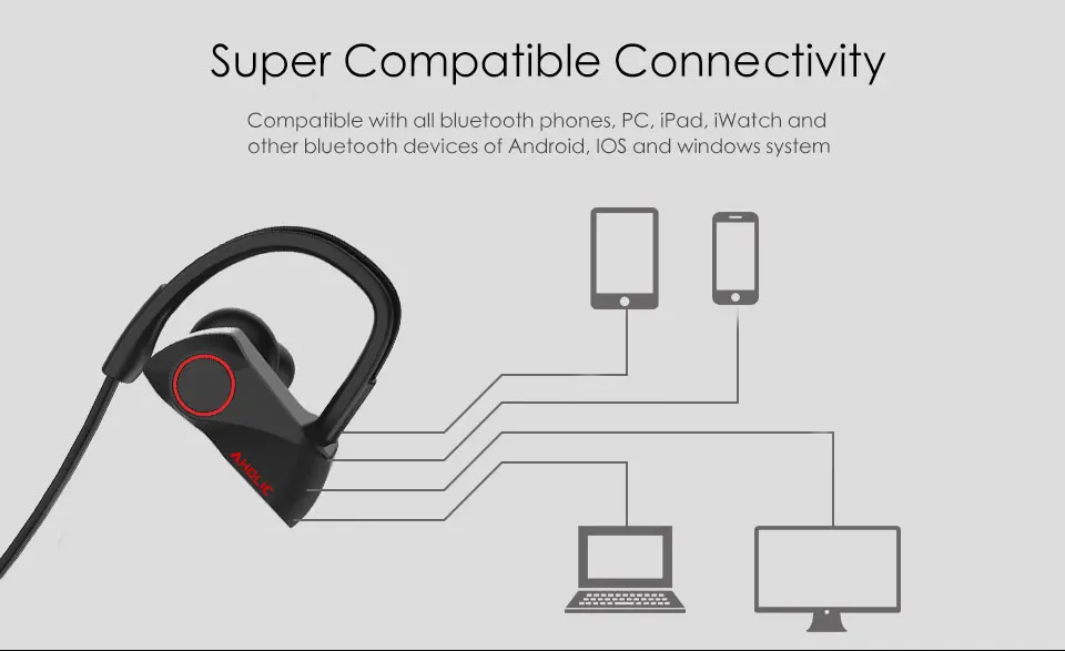 D200 беспроводные наушники Bluetooth наушники IPX7 водонепроницаемая Спортивная гарнитура с шейным швом шумоподавление стерео наушники для xiaomi