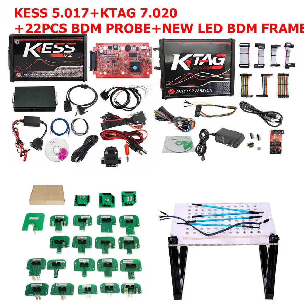 2K 22PCS NEW BDM Kess V5.017 KTAG V7.020 OBD2 набор для настройки менеджера Ktag BDM100 ECU программист FGTECH Galletto 4 V54 bdm Рамка с адаптером 22 шт - Цвет: 2K 22PCS NEW BDM