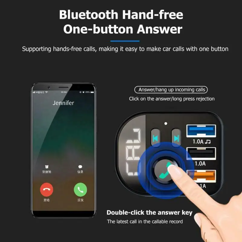 Y9 MP3 Player Bluetooth FM Transmitter Handsfree 3.1A Fast Charging Support U Disk | Электроника