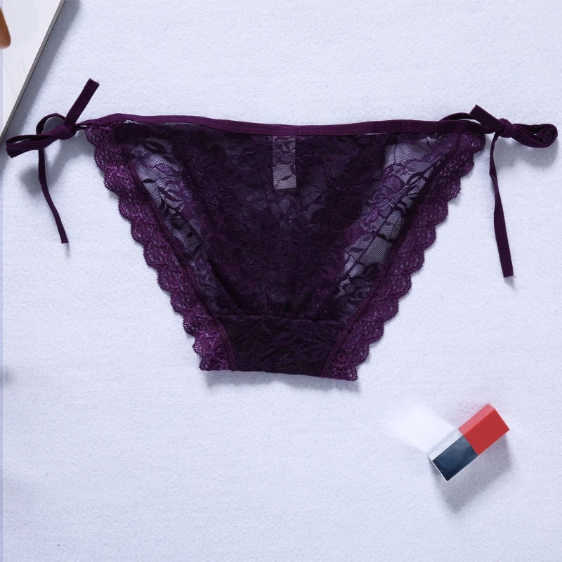 Женские сексуальные кружевные стринги с бантом сбоку регулируемые трусики