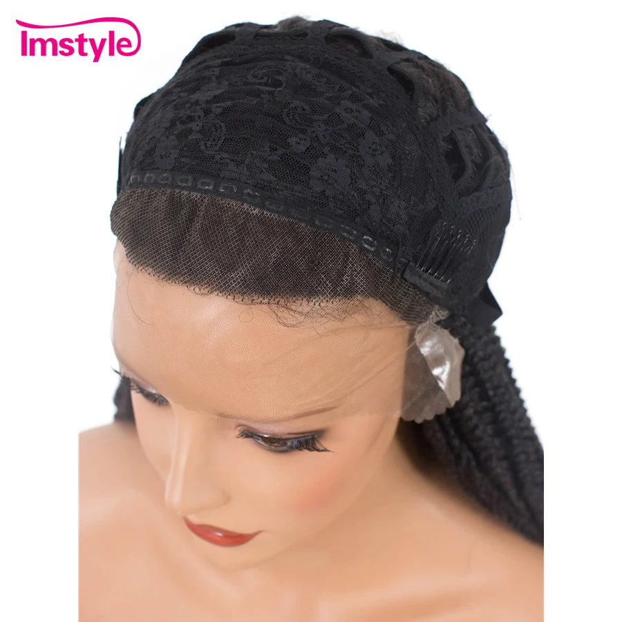 Imstye 1B # Плетеный коробка парики из косичек для Женский черный синтетический