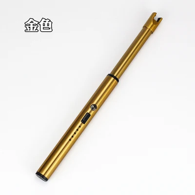 gold Импульсная дуга USB зарядка кухонная зажигалка замок безопасности ветрозащитное устройство зажигания зажигалка для барбекю визуальная мощность - Цвет: gold