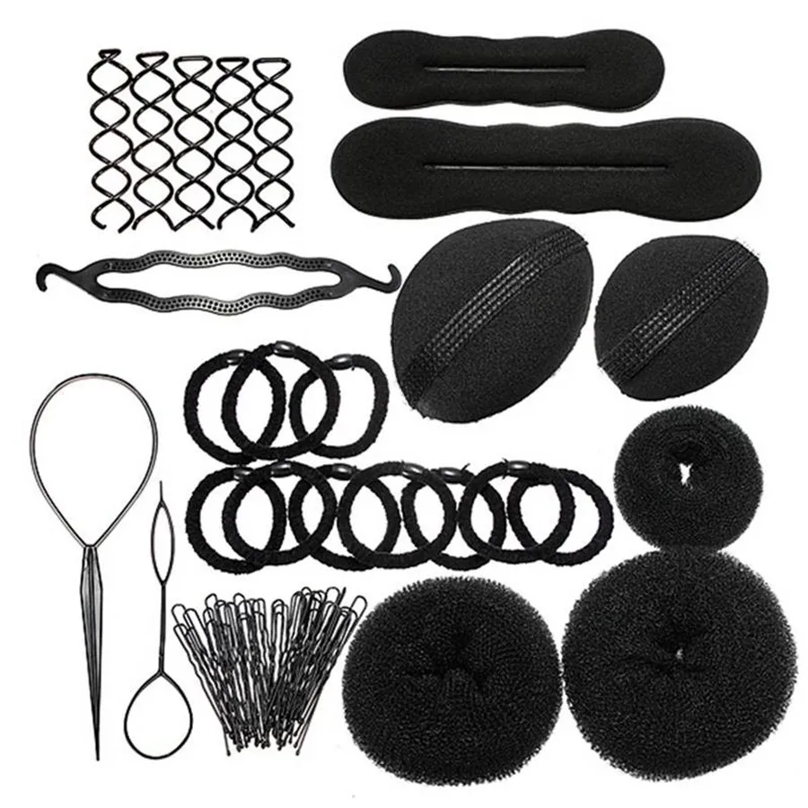 

8pcs/set Professional Hair Bun Clip Maker Pads Hair Disk Hairpins Roller Braid Twist Sponge Styling Accessories Tools Kit Set