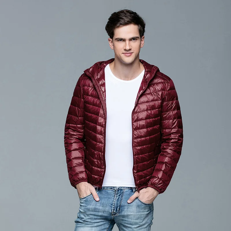 Новейшая мужская зимняя куртка из 100% утиного пуха модная повседневная с