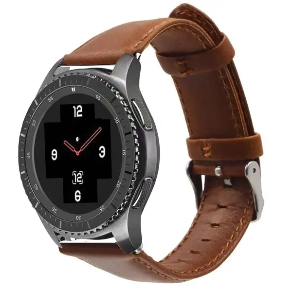 Ремешок из натуральной кожи для Samsung Galaxy Gear S2 S3 Watch Active 42 мм 46 Ticwatch Huami Amazfit Huawei gt 20 м