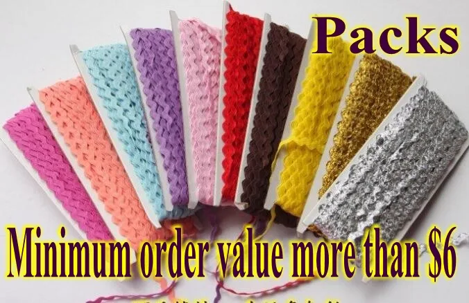 Бесплатная доставка-лента Zig zag Ric rac ширина 5-6 мм 20yds/карта для DIY аксессуаров