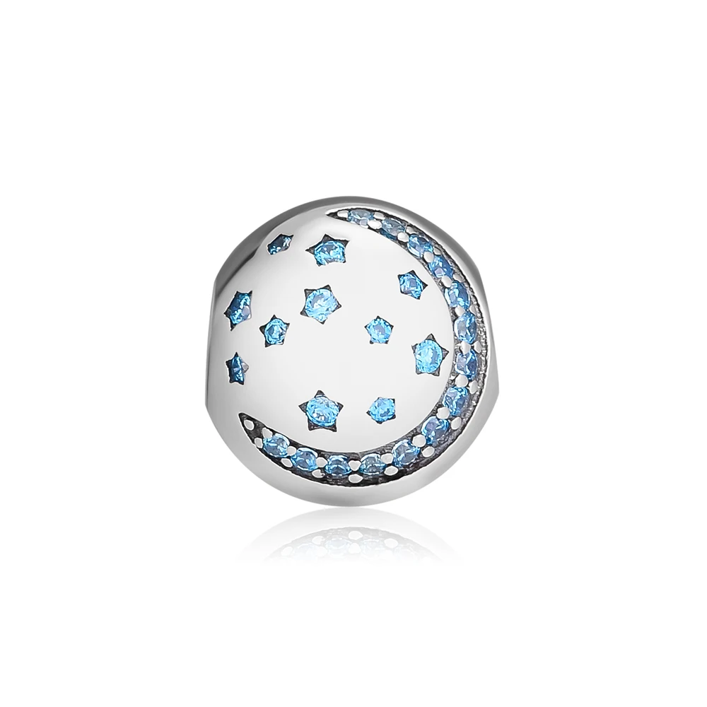 Genuine 925 Sterling Silver Twinkling Night Clip Charm Beads Fits Pandora Bracelets Women for Jewelry Making kralen | Украшения и
