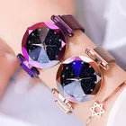 Женские наручные часы, магнитные, из нержавеющей стали, с сетчатым браслетом, звездное небо, роскошные, блестящие, кварцевые