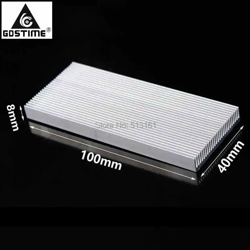 1 шт. алюминиевый радиатор DIY 100 мм x 40 мм x 8 мм радиатор охлаждения радиатора для светодиодов 100x40x8 мм