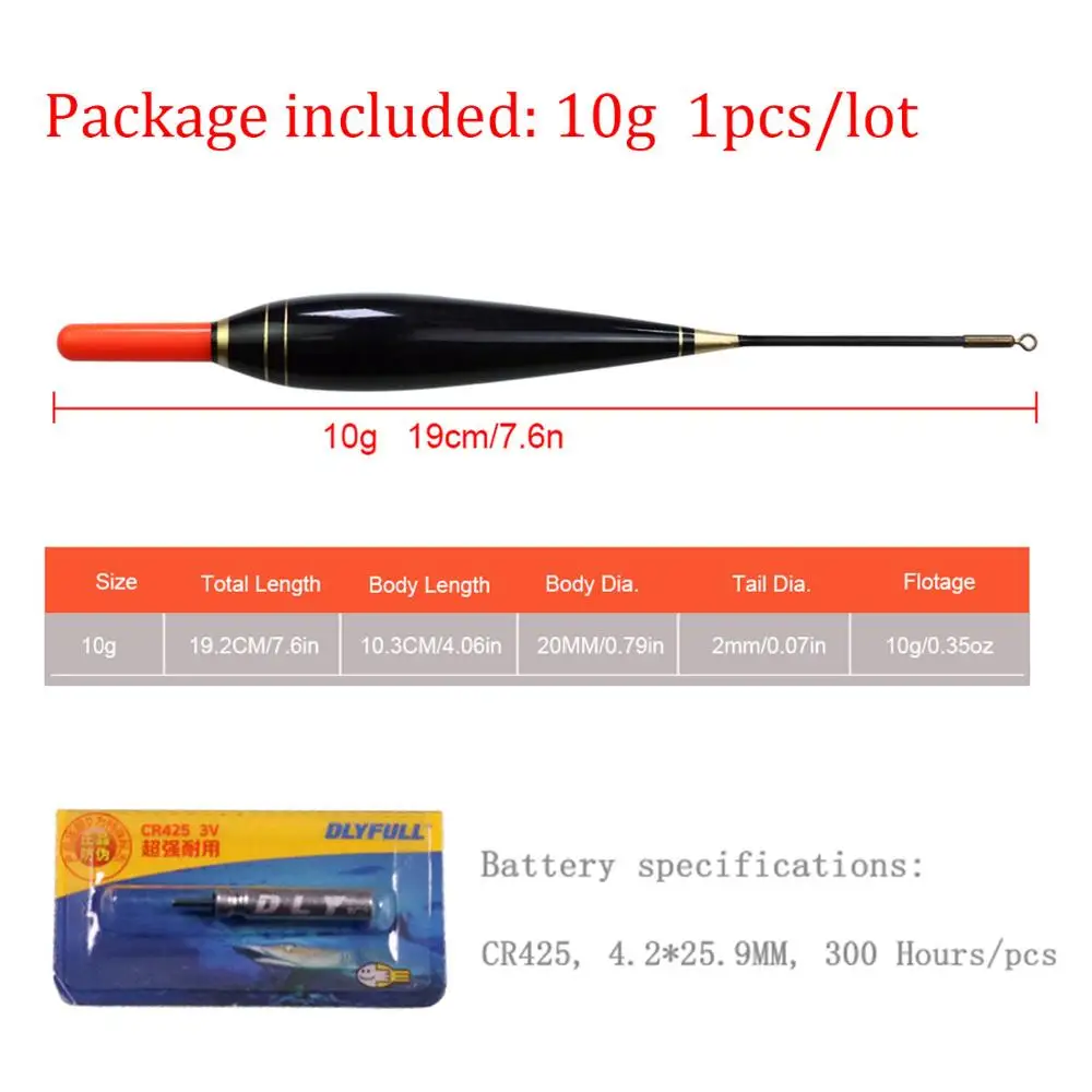 1pcs 10g(0.35oz) 1 шт. электронный светодиодный поплавок с батареей, вертикальный буй для ночной рыбалки, поплавок для ловли карпа - Цвет: 1pcs 10g(0.35oz)