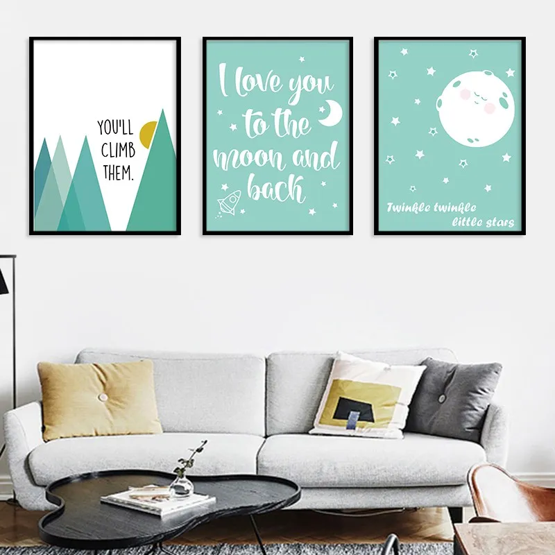 Love You To The Moon и Back Quotes настенный плакат скандинавский холст печать картина маслом
