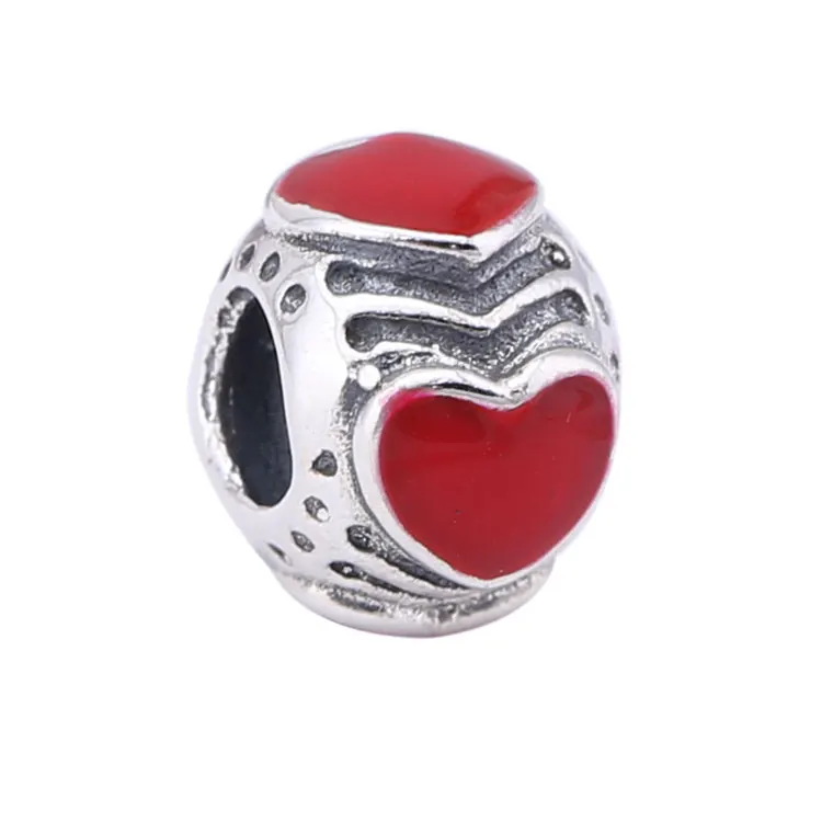 Аутентичные стерлингового серебра 925 Pandora сердца Подвески ручной работы Красный