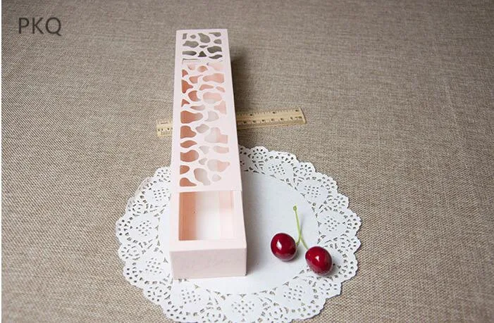 10pcs New Arrival Macaron Box Hollow Paper Gift Box Small Nougat/Chocolate Packaging Box Wedding Party Favor Candy Box 2 sizes
