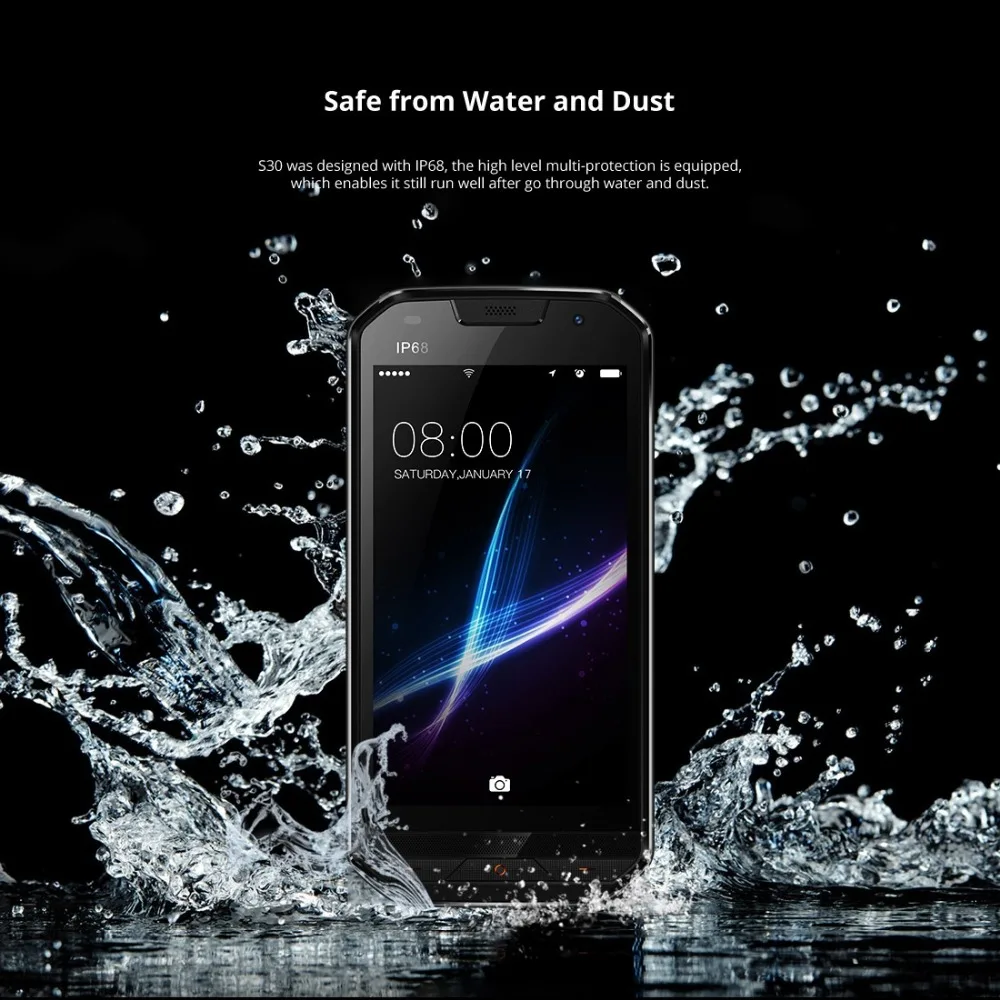 DOOGEE S30 IP68 Водонепроницаемый 8MP задняя двойная камера мобильный телефон 5580 мАч 5 0