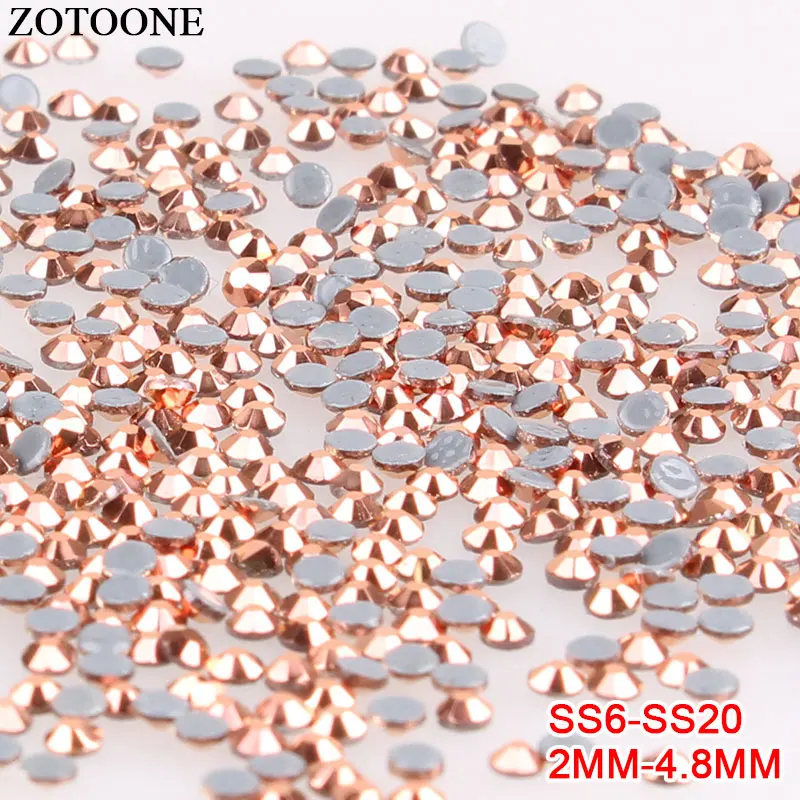 ZOTOONE Стразы розового золота для ногтей наклейки Diy исправление стеклянные стразы кристалл аппликация для одежды свадебное платье D