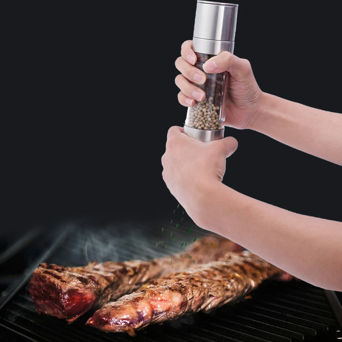 Multi-function Stainless Steel Pepper Grinder Mill Cruchser Manual Hand Crank Twist Top Spice Herb |