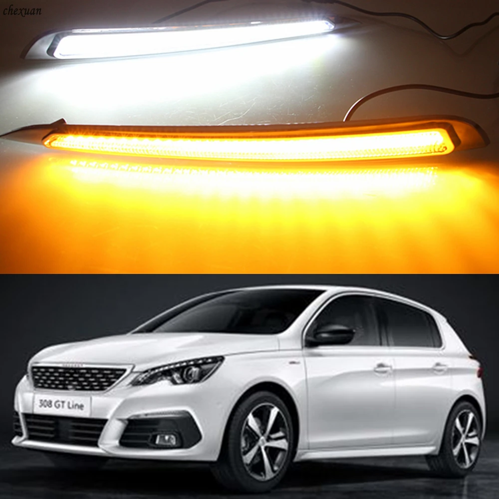 CSCSNL 1 комплект для Peugeot 308 2016 2017 светодиодный ные дневные ходовые огни 12 В ABS
