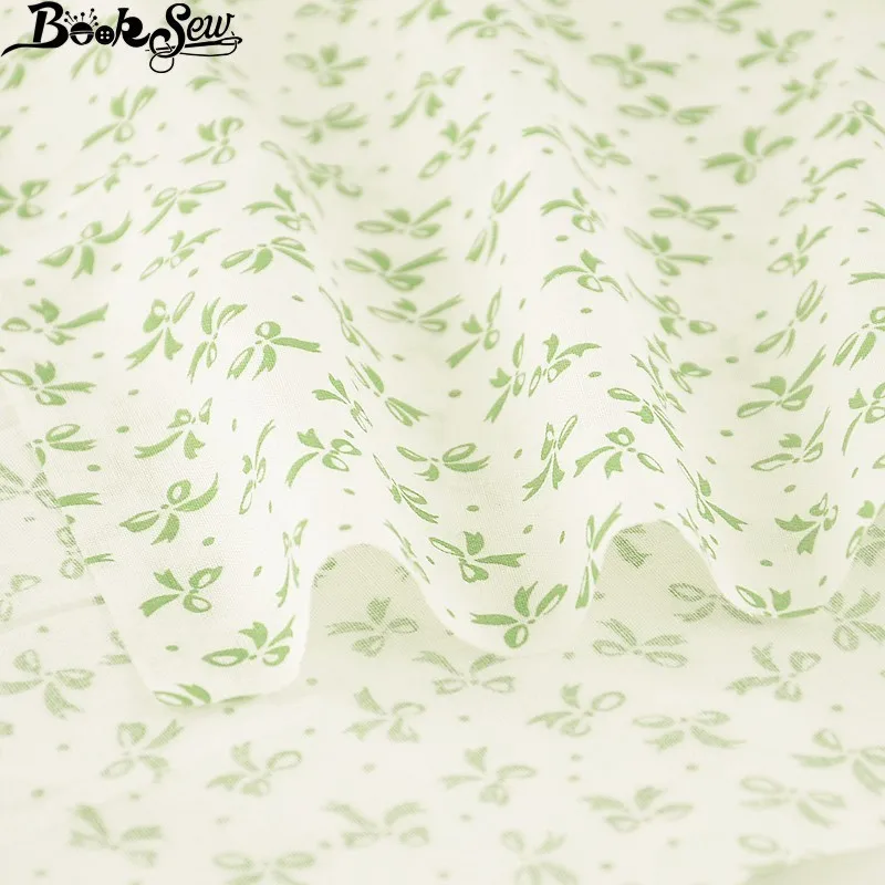 Хлопковая простая ткань Booksew с зеленым бантом дизайн Квилтинг украшение для дома