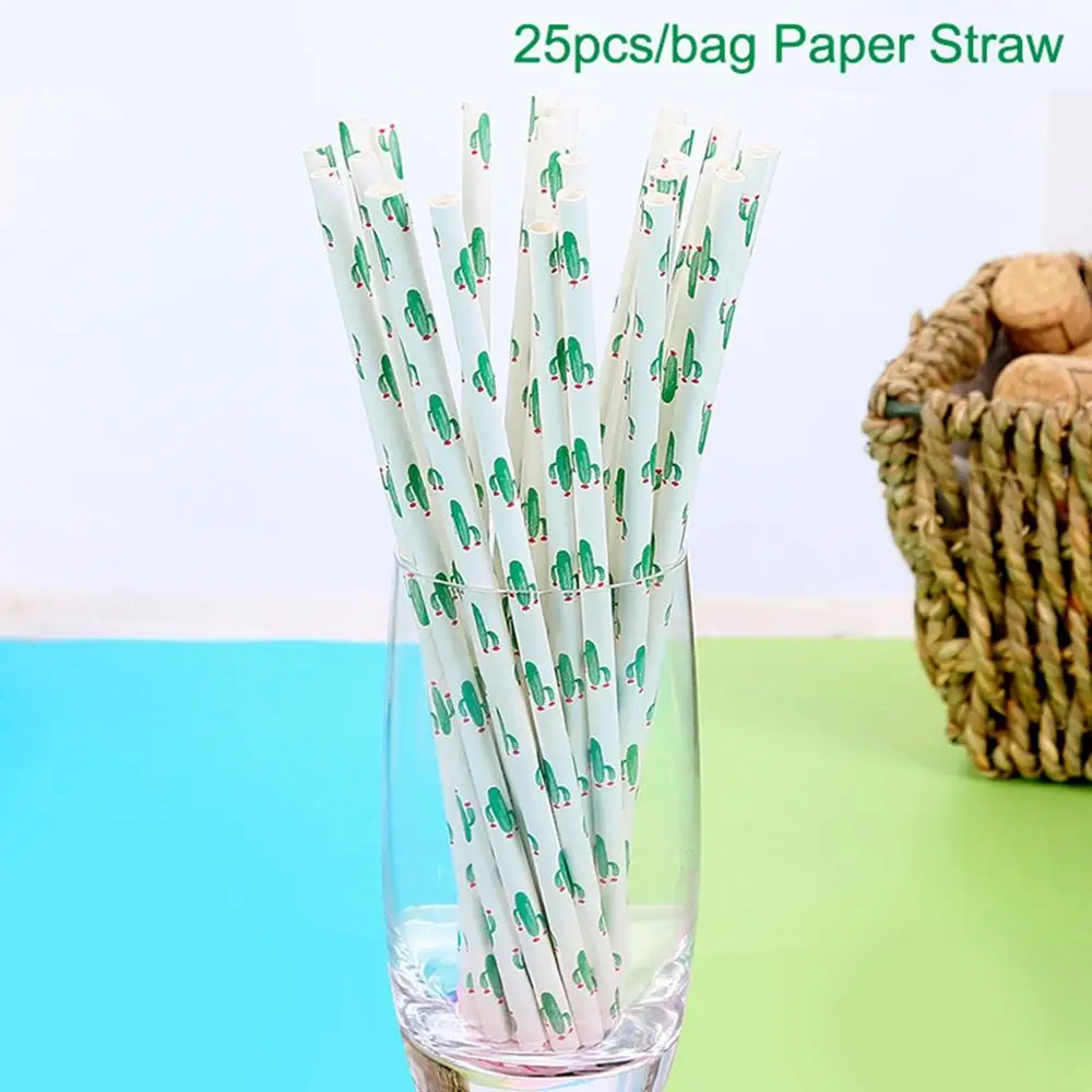 QIFU 25 шт. тропические бумажные соломинки с листьями пальмы питьевые для детей на