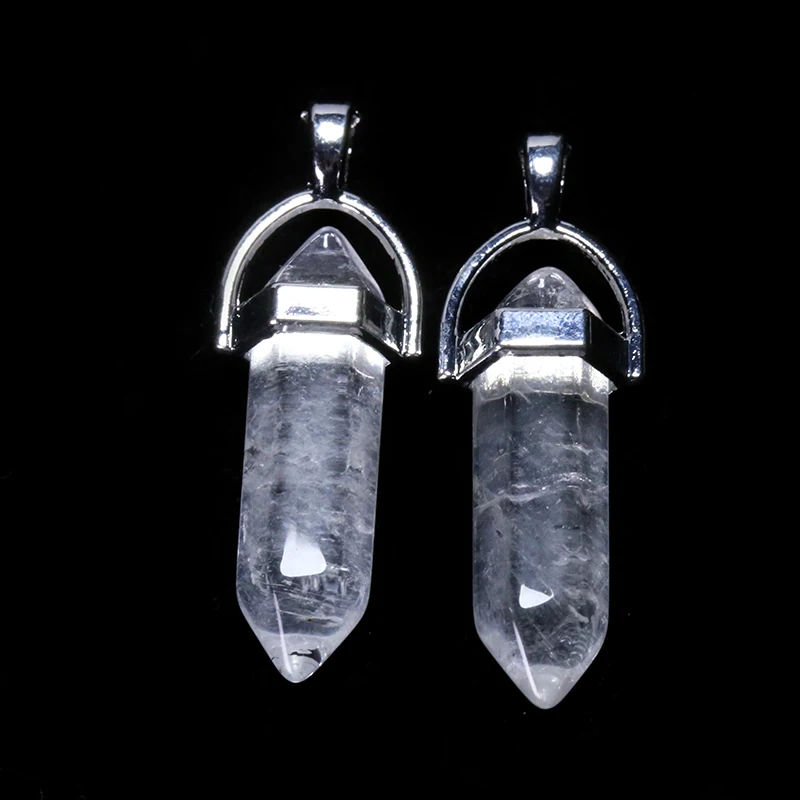 Натуральный белый кварцевый каменный столбик ожерелье кулон камень драгоценный