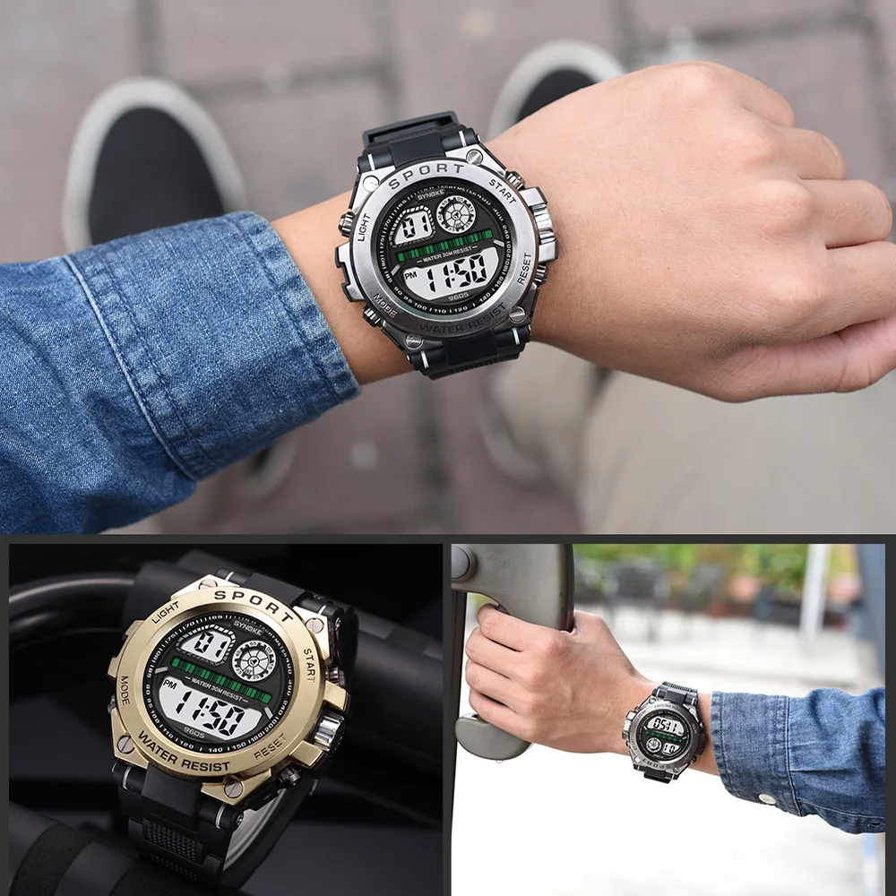 

SYNOKE Sports Watch Male Big Dial Students Watches Mens Watches Military Digital Men Watch LED Rain Waterproof Relogio Masculino