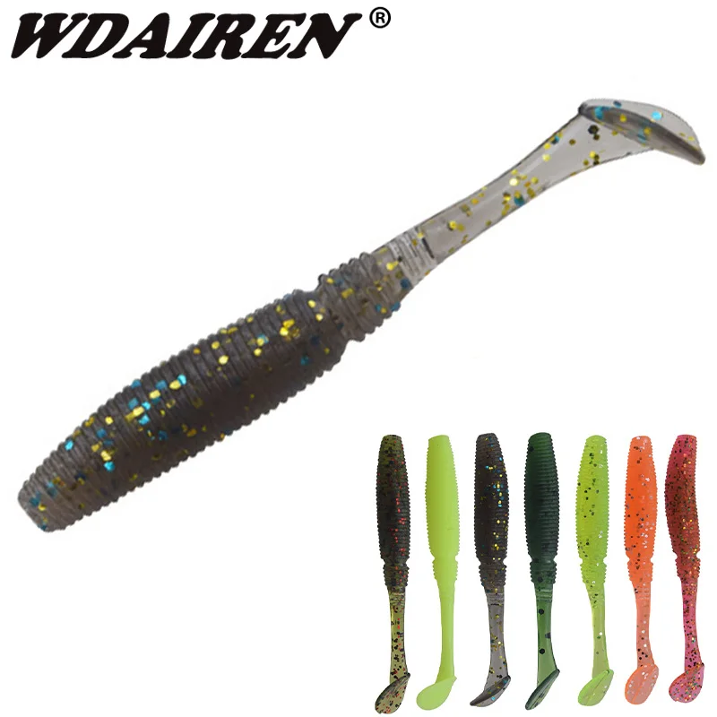 

20Pcs/lot jiging soft baits 0.8g 55mm Worm fishing Lure wobbler soft lure for bass Bait Grub Swimbait T Tail Wobblers Paddle