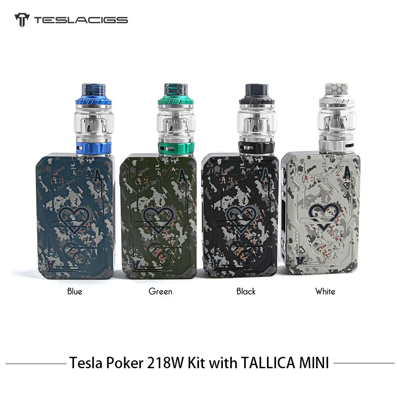 Электронные сигареты Tesla Poker 218 TC Vape Kit Teslacigs Dual Battery 7-218W электронные с мини-баком