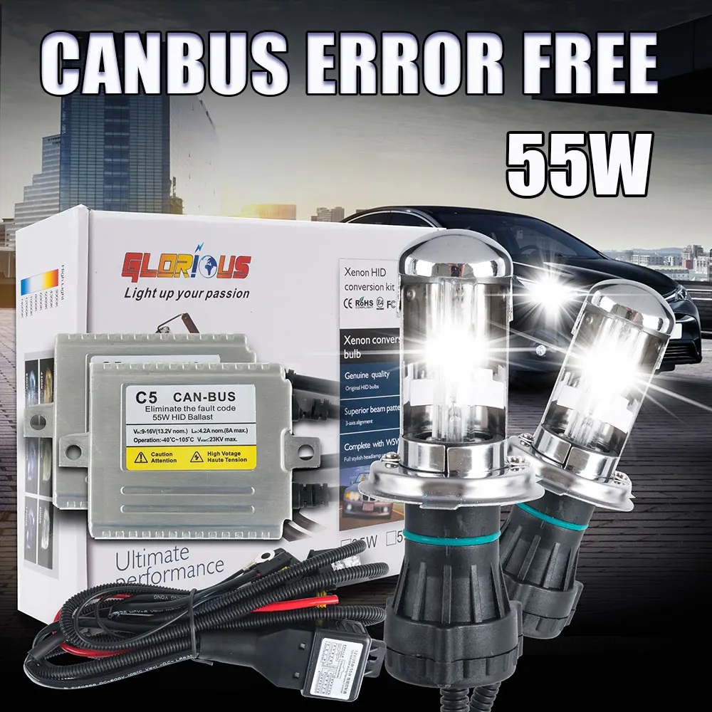 H4 ксенон высокое фара ближнего света комплект 55 W CANBUS спрятал набор для биксенона
