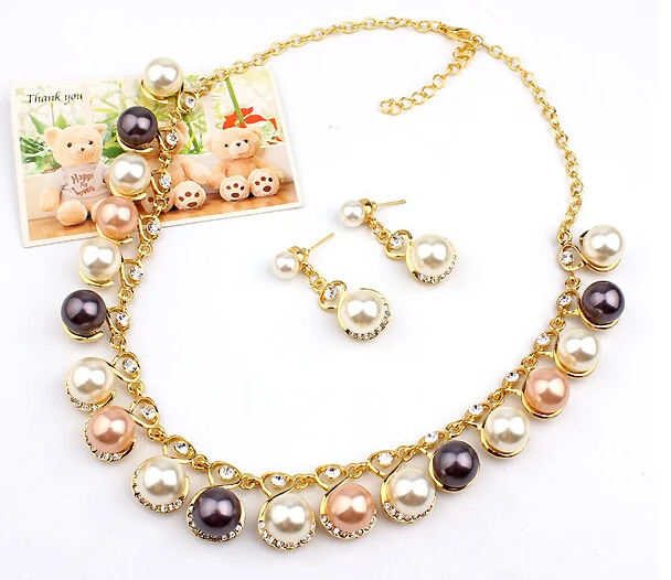 Женское Винтажное колье с крупными бусинами короткое металлическое ожерелье