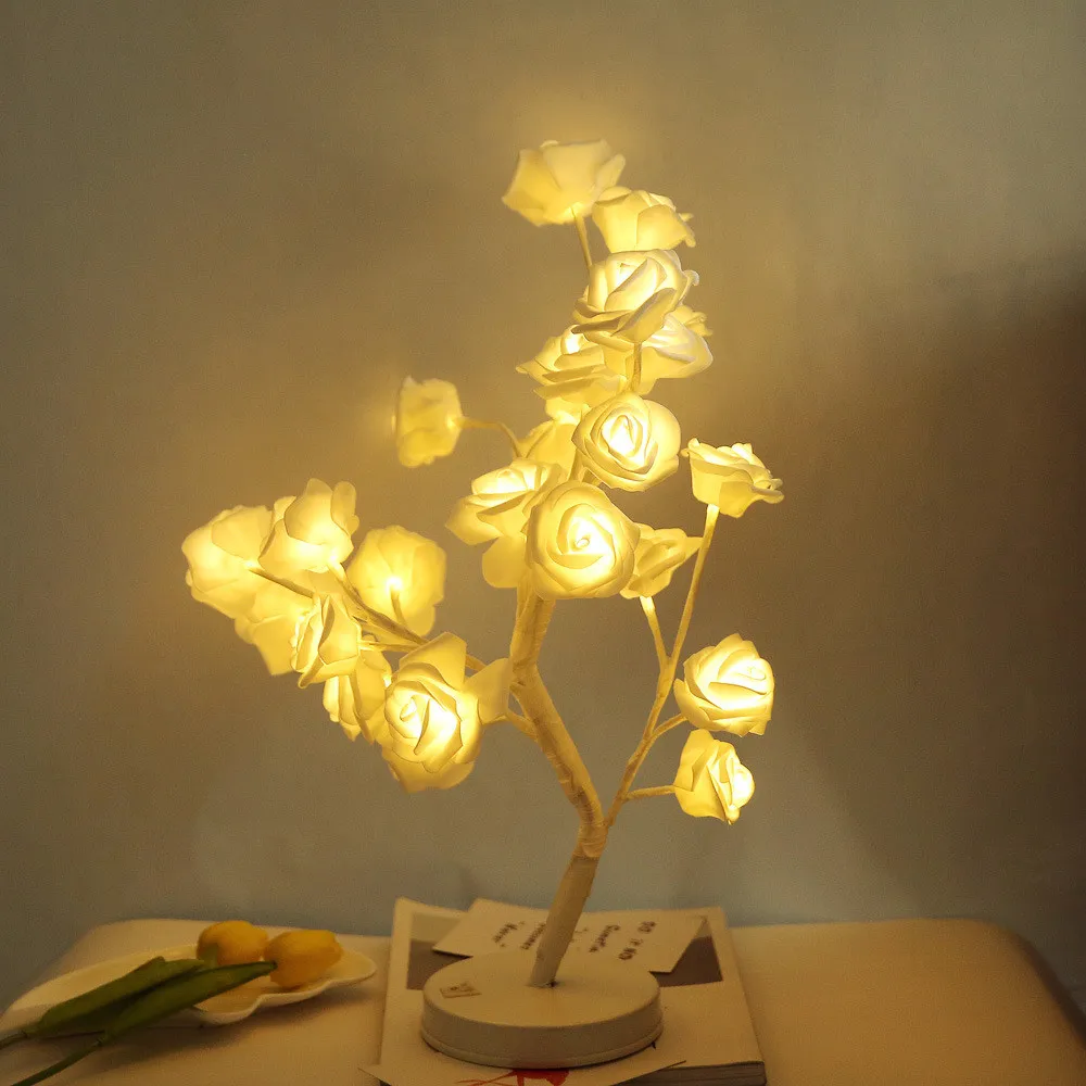 Декоративные настольные лампы с питанием от батареек АА розовые елочные 24