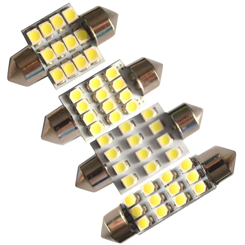 Бесплатная доставка 100 шт./лот Festoon Dome light 12 SMD 1210 3528 LED C5W 31 мм 36 39 41 белый светильник