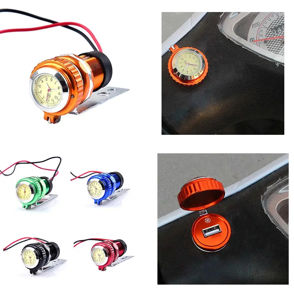 Измененные аксессуары для мотоцикла автомобиль USB с часами зарядное устройство 12