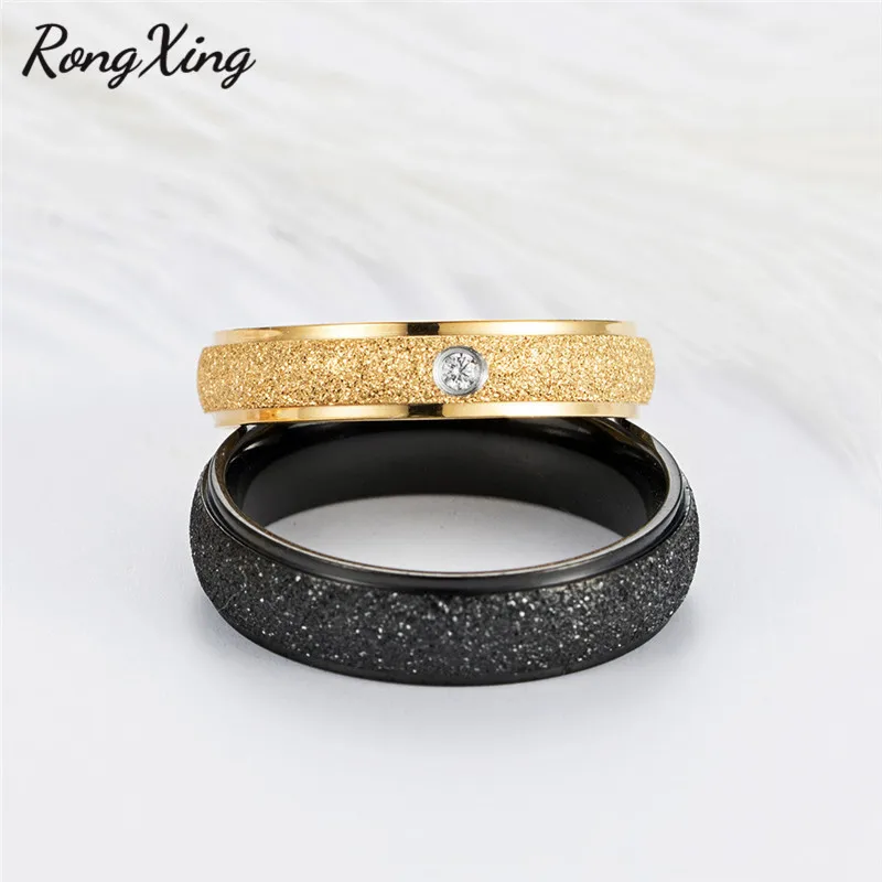 RongXing титановые стальные розовые золотые матовые кольца для женщин и мужчин