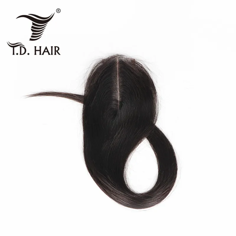 2*6 Кружева Закрытие средней части бразильские прямые волосы естественный цвет