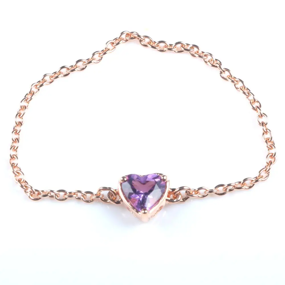 Женское кольцо с аметистом BAIHE однотонное из розового золота 18 К в форме сердца